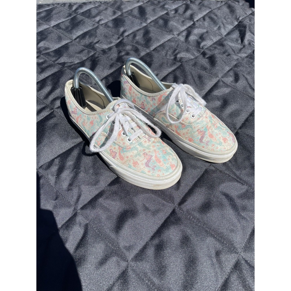 Vans Mermaid Glitter Low Top White Skate Shoes, Men Size 6.5 Women 8 - 721356‎